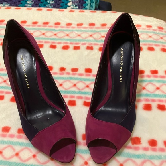 Antonio Melani Suede Open Toe Heels Size 7 - Picture 1 of 8